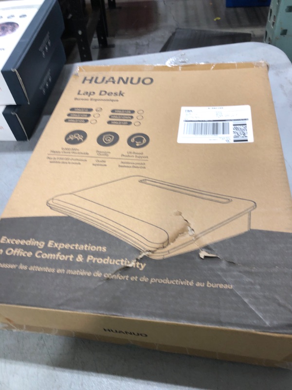 Photo 1 of HUANUO Portable Lap Laptop Desk with Pillow Cushion, Fits up to 15.6 inch Laptop, with Anti-Slip Strip & Storage Function for Home Office Students Use as Computer Laptop Stand, Book Tablet
