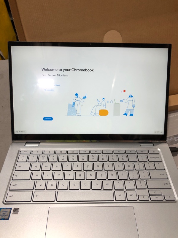 Photo 1 of ASUS Chromebook Flip C433 2 in 1 Laptop, 14" Touchscreen FHD NanoEdge Display, Intel Core m3-8100Y Processor, 8GB RAM, 64GB eMMC Storage, Backlit Keyboard, Silver, Chrome OS, C433TA-AS384T