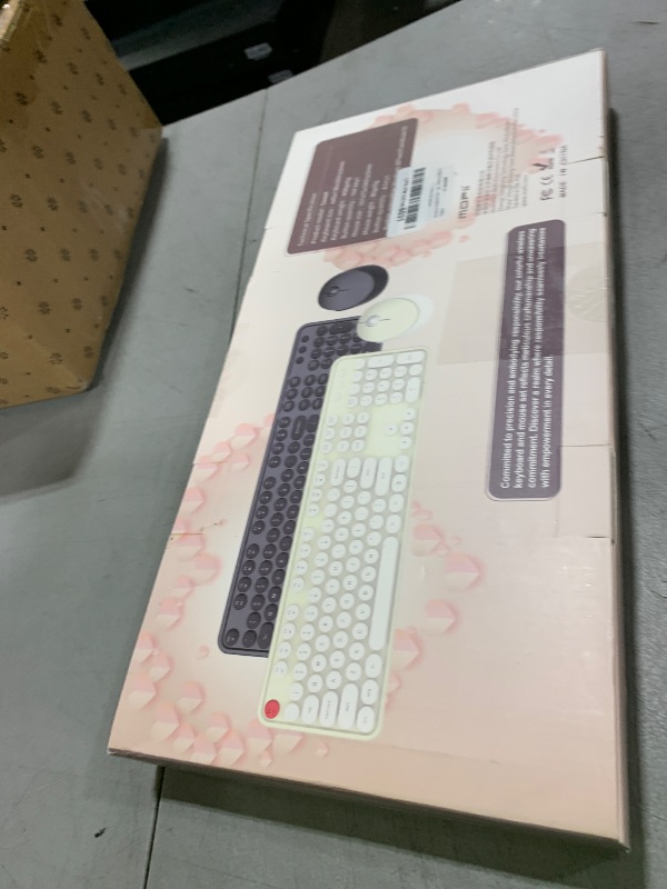 Photo 1 of Wireless Keyboard and Mouse, COOFUN Cute Colorful 104 Keys Full Size Typewriter Keyboards Retro Cordless Key Board Ergonomic Keyboards and Mouse Wireless for Windows, PC, Laptop, Desktop (Black)