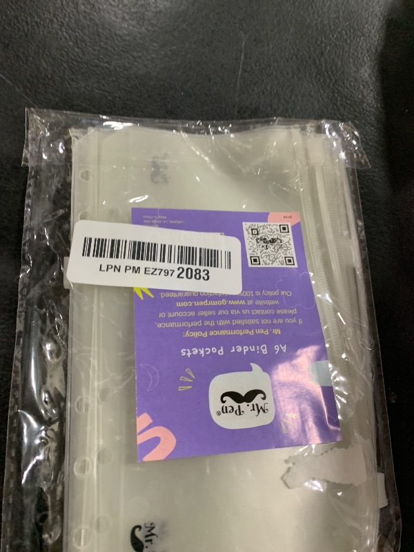 Photo 1 of Mr. Pen- A6 Binder Inserts and Envelopes, 8 Pack, 6 Holes, Clear Zipper Pouches