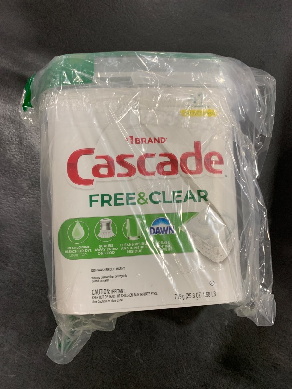 Photo 1 of Cascade Free & Clear Dishwasher Pods, Dishwasher Detergent, Dish Detergent Soap, Lemon Essence, 47 Count