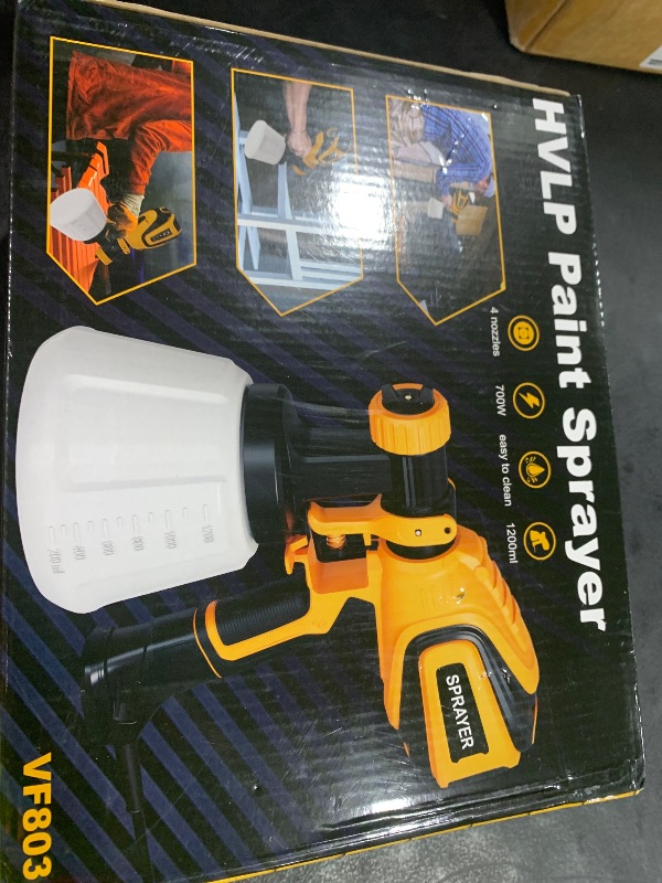 Photo 1 of VONFORN Paint Sprayer, 700W HVLP Spray Gun with Cleaning & Blowing Joints, 4 Nozzles and 3 Patterns, Easy to Clean, for Furniture, Cabinets, Fence, Walls, Door, Garden Chairs etc. VF803