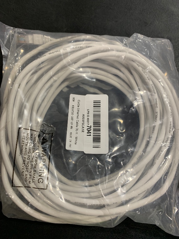 Photo 1 of Cat5e Ethernet Cable 35 FT, Long Cat 5e Internet Cable, White Snagless Patch Cord, Flexible, Network, LAN, PoE, Standard RJ45 Connector for PC, Server, Router, Modem, TV, PS5 - with 15 Cable Ties