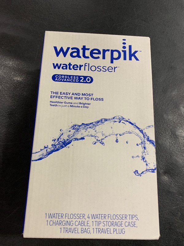 Photo 1 of Waterpik Cordless Advanced 2.0 Water Flosser For Teeth, Gums, Braces, Dental Care With Travel Bag and 4 Tips, ADA Accepted, Rechargeable, Portable, and Waterproof, White WP-580, Packaging May Vary