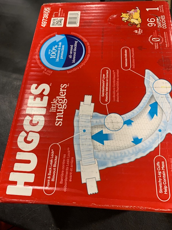 Photo 1 of Huggies Size 1 Diapers, Little Snugglers Baby Diapers, Size 1 (8-14 lbs), 96 Count, Packaging May Vary