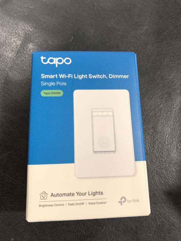Photo 1 of TP-Link Tapo Smart Dimmer Switch, Single Pole, Neutral Wire Required, 2.4GHz Wi-Fi Light Switch Compatible with Alexa and Google Home, UL Certified, No Hub Required, White (Tapo S500D)