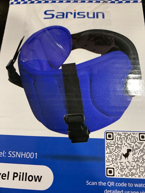 Photo 1 of SARISUN Travel Pillows for Airplanes, Airplane Pillow for Sleeping with 3D Eye Mask, 360° Support Headrest for Long Flight, Road Trip, Stop Bobblehead Relieve Neck Pain, Blue