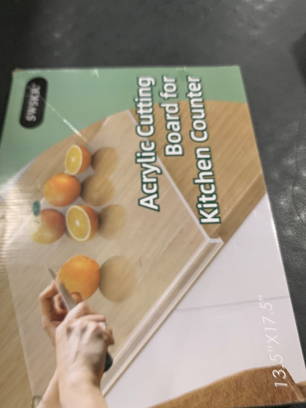 Photo 1 of SWSKR Acrylic Cutting Board with Counter Lip,17.5"x13.5" Clear Cutting Board for Kitchen Countertop,Non-Slip,60% Thicker,Perfect for Bread,Meat,Veggies & More,Great Kitchen Essential Gadgets & Decor