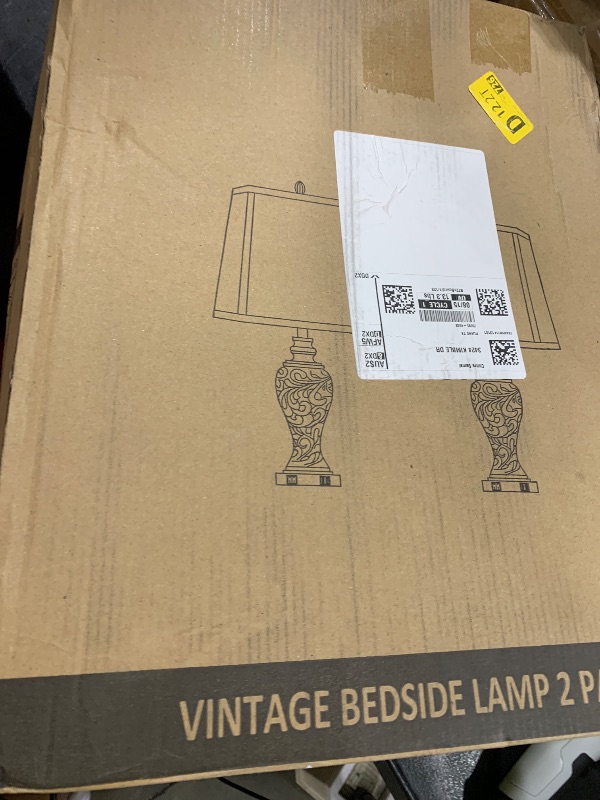 Photo 1 of 28.5'' Table Lamps Set of 2 for Living Room, Vintage Bedside Lamps with USB A+C Ports & Nightlight, Farmhouse Nightstand Lamps with Faux Silk Shade for Bedroom, Study Room, Office (LED Bulbs Included)