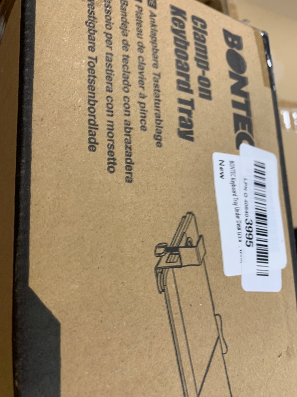 Photo 1 of BONTEC KMT01 Under Desk Keyboard Tray, Pull-Out Keyboard & Mouse Platform with C-Clamp, 25.6 x 11.8 in Space-Saving Ergonomic Slide-Out Drawer, White