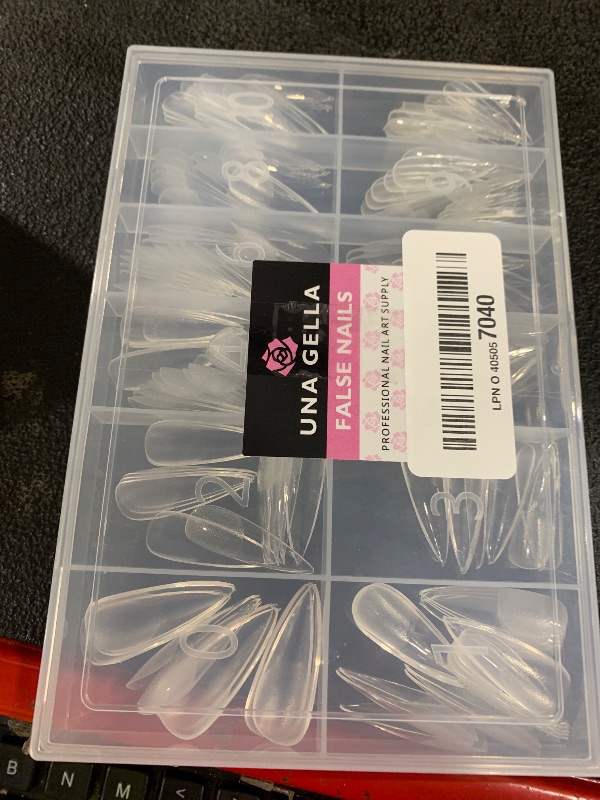 Photo 1 of UNA GELLA Long Stiletto Gel Nail Tips: 216pcs Stiletto Almond Fake Nails Pre-Shape Long Almond Press Ons for Full Cover Acrylic French False Nails for Nail Extension Nail Art DIY Salon 12 Sizes