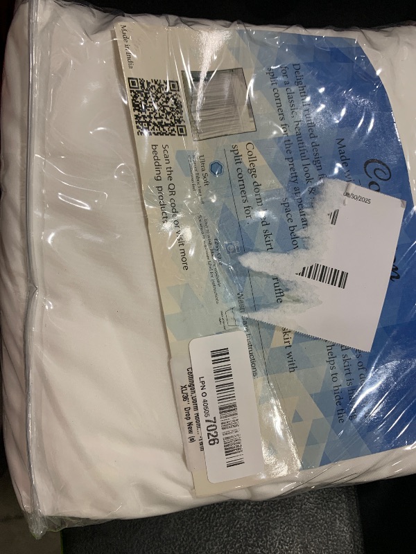 Photo 1 of Cottingon Dorm Room Bed Skirt, 100% Microfiber, White, Twin XL-36'' Drop
