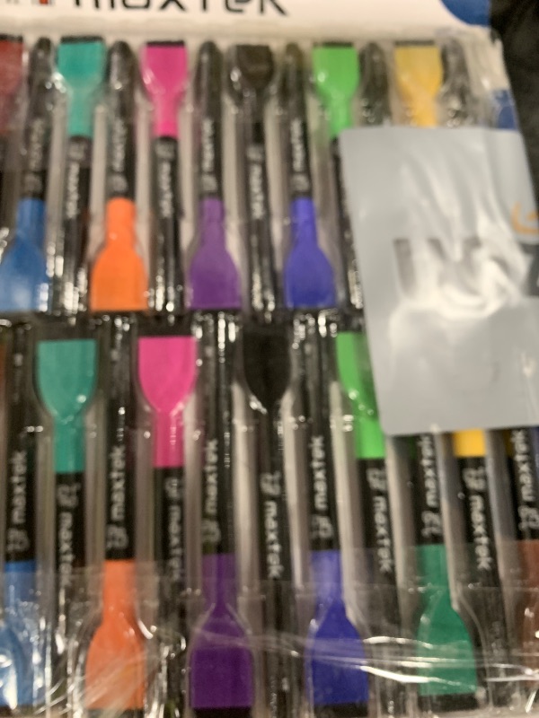Photo 1 of maxtek 24 Count Magnetic Dry Erase Markers, Fine Tip, 12 Colors Whiteboard Markers with Built-in Eraser, Low Odor Thin Markers