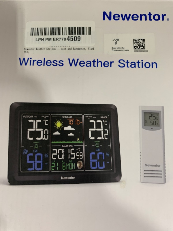 Photo 1 of Newentor Weather Station Wireless Indoor Outdoor, Indoor Outdoor Thermometer Wireless, 7.5" Home Weather Stations with Atomic Clock, Temperature Humidity Gauge, Weather Forecast and Barometer, Black