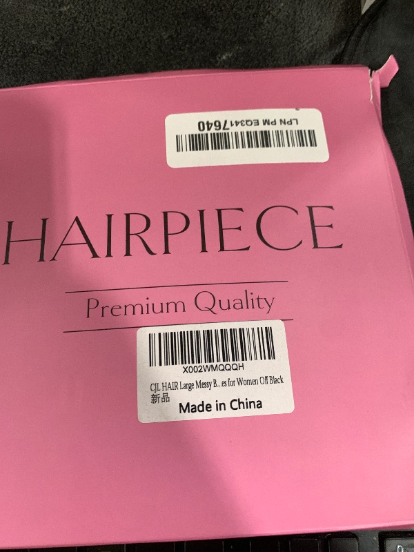 Photo 1 of CJL HAIR Large Messy Bun Hair Piece Wavy Curly Scrunchies Synthetic Chignon Ponytail Hair Extensions Thick Updo Hairpieces for Women Off Black