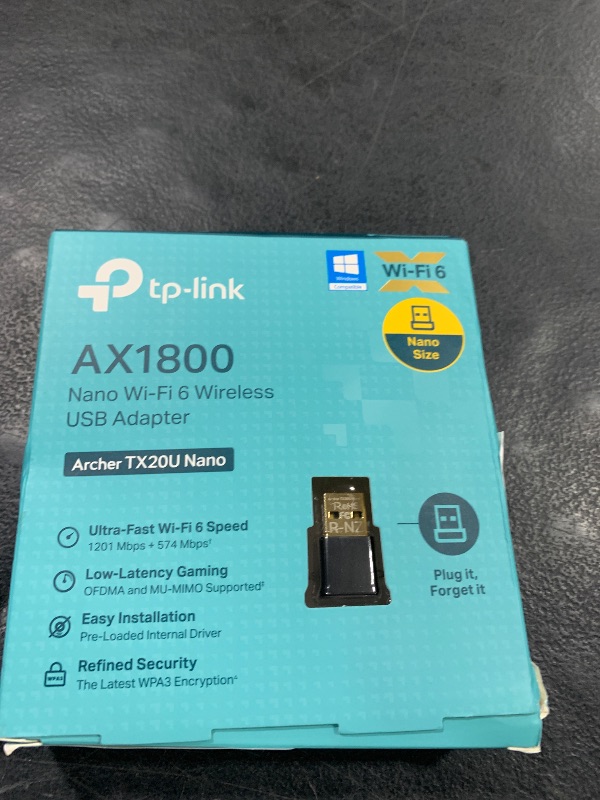 Photo 1 of TP-Link Nano USB WiFi 6 Adapter for PC(Archer TX20U Nano) - AX1800 2.4G/5G Dual-Band Wireless Network Transceiver Adapter for Desktop PC, OFDMA, MU-MIMO, WPA3, Travel Size, Supports Windows 11/10