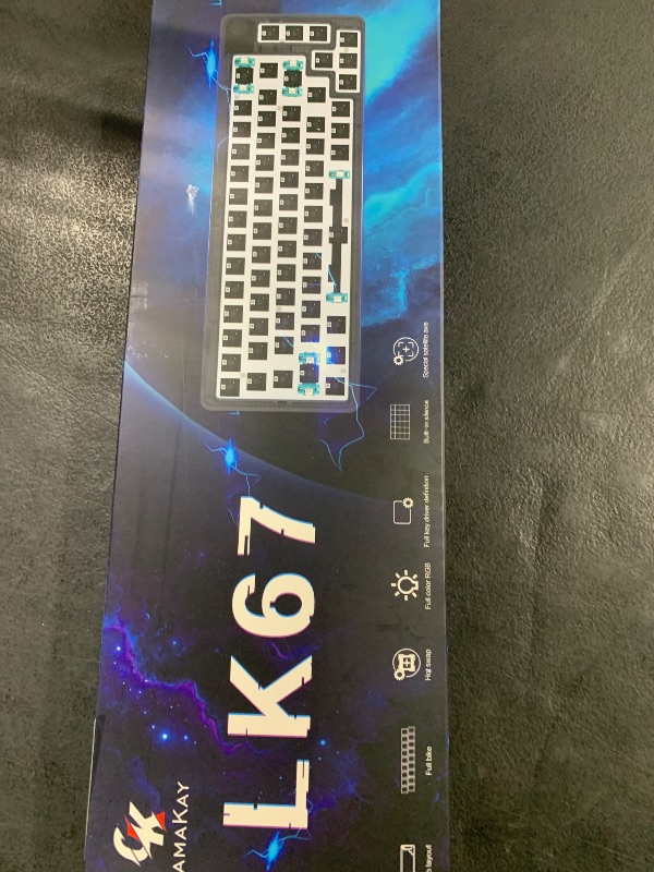 Photo 1 of GK GAMAKAY LK67 RGB Modular DIY Mechanical Keyboard, 67 Keys Hot Swap 3pin/5pin Switches, Programmable Triple Mode Bluetooth 5.0/USB-C Wired/2.4GHz Wireless Customized Keyboard Kit (Clear Black)