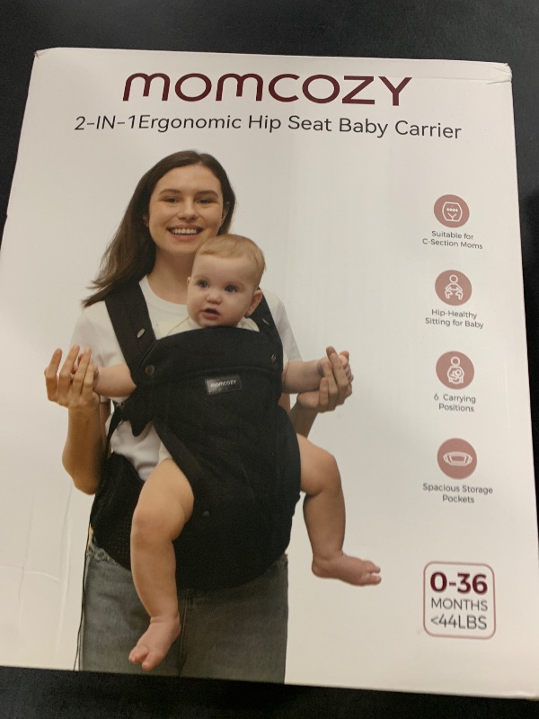 Photo 1 of Momcozy Baby Carrier with Hip Seat, 2-in-1 Forward-Facing Carry for Active Babies, Detachable Hands-Free Carrier up to 44lbs, Breathable Infant Carrier Fits Waist Sizes up to 45 Inches, AirMesh Grey