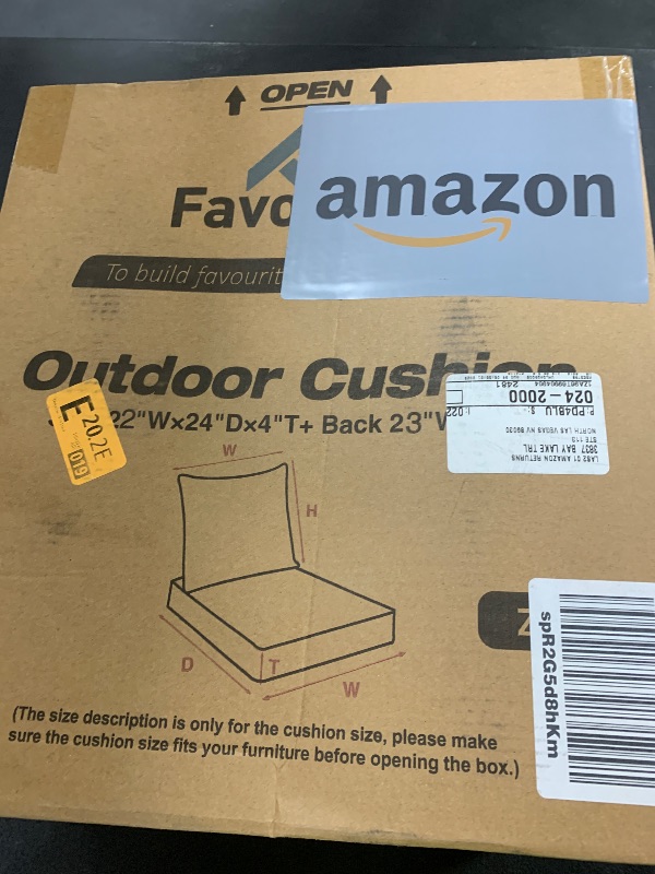 Photo 1 of Favoyard Outdoor Seat Cushion Set 22 x 24 Inch Waterproof & Fade Resistant Patio Furniture Cushions with Removable Cover Deep Seat & Back Cushion with Handle and Adjustable Straps for Chair Sofa Couch