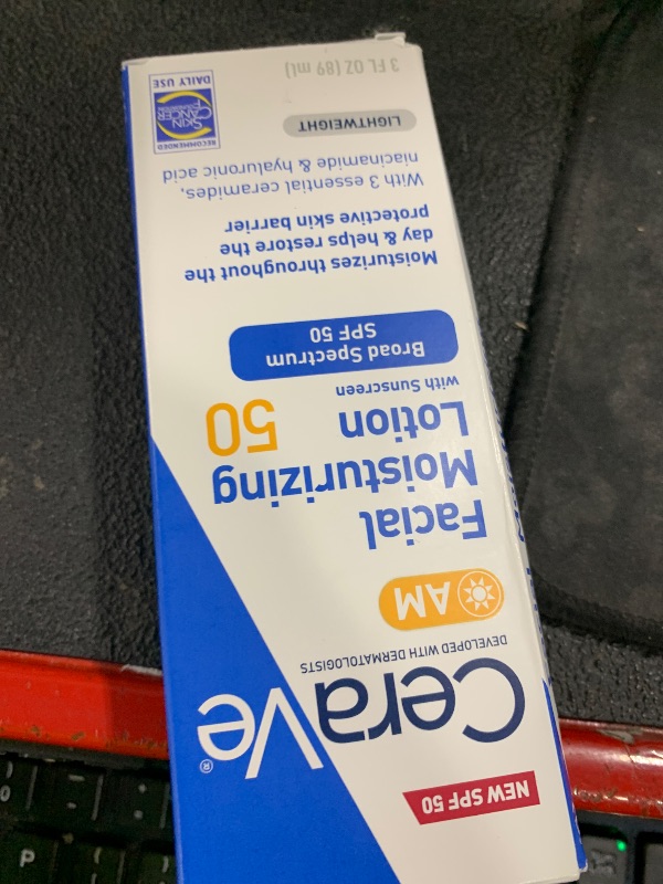 Photo 1 of CeraVe AM Facial Moisturizing Lotion SPF 50, Face Moisturizer with SPF, Hyaluronic Acid, Niacinamide & Ceramides, Non-Greasy, Blends Seamlessly With No White Cast, Non Comedogenic Sunscreen, 3 Oz