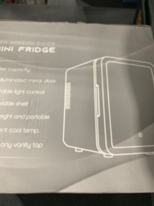 Photo 1 of Makeup Fridge With Dimmable LED Light Mirror, 4L Mini Fridge for Bedroom, Car, Office & Dorm, Cooler & Warmer, Portable Small Refrigerator for Cosmetics, Skin Care and Food, Black