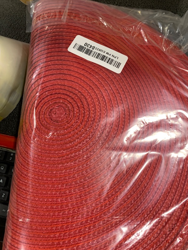 Photo 1 of WANYD Round Placemats for Dining Table Set of 6,12.6 Inch,Small Circle Placemats Washable Heat-Resistant Non-Slip Round Table Mats for Kitchen Table,Red