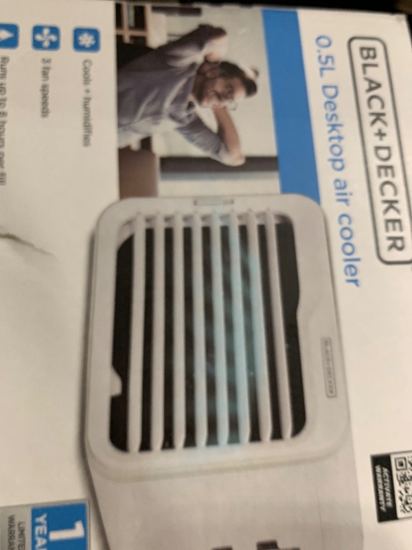 Photo 1 of BLACK+DECKER Desktop Air Cooler, Personal Portable Fan with 3-Speeds, Evaporative Air Cooler with 0.5L Water Tank, Air Cooler Fan for Desk, Home, Office, Bedroom, and more, BDMC10, White/Gray