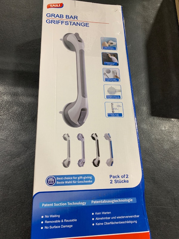 Photo 1 of TAILI Grab Bars for Bathtubs and Showers 2 Pack Suction Grab Bar, Heavy Duty Shower Handle Removable Bath Handrails for Seniors and Elderly, Bathroom Safety Grip No Drilling Waterproof,Grey