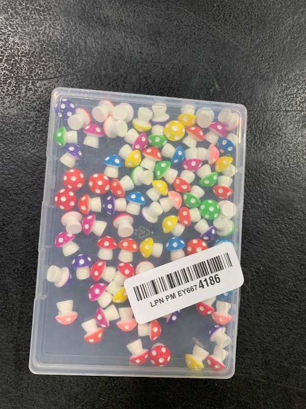 Photo 1 of DIYDEC 100pcs Mini Resin Mushroom 8 Colors Small Mushrooms Figures Tiny Resin Mushrooms Plastic Little Miniature Mushrooms Bulk for Dollhouse Decor Micro Fairy Garden Landscape Aquarium Tiny Toys