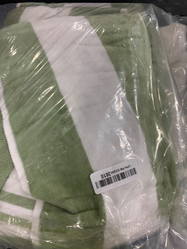 Photo 1 of Great Bay Home 100% Cotton Velour 4 Pack Beach Towels 30" x 60" - Green/White Cabana Stripe Pool Towels - Quick Dry, Large Swim Towels
