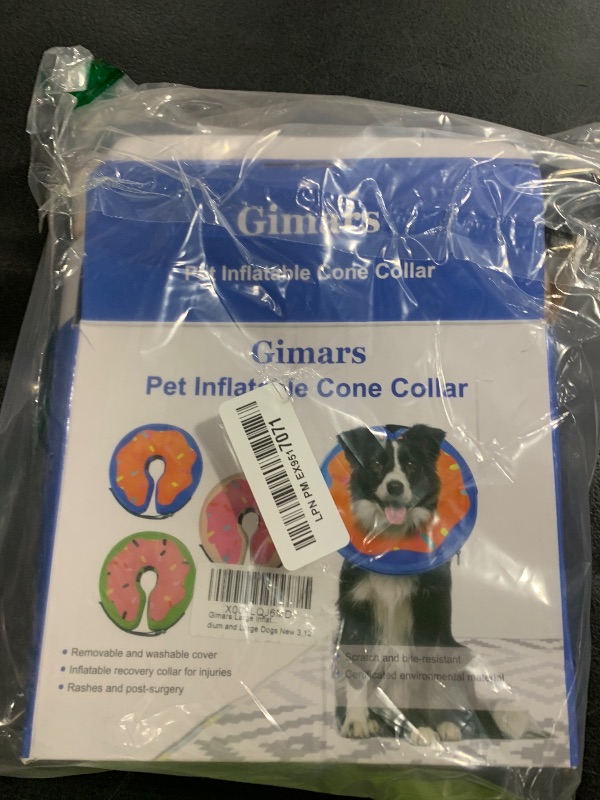 Photo 1 of Gimars Large Inflatable Dog Cone Alternative Dog Donut Collar After Surgery, Soft Neck Pillow Recovery Cone, Elizabethan Collar Alternative for Medium and Large