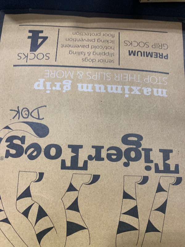Photo 1 of DOK TigerToes Premium Non-Slip Dog Socks for Hardwood Floors - Extra-Thick Grip That Works Even When Twisted - Prevents Licking, Slipping, and Great for Dog Paw Protection (X-Large)