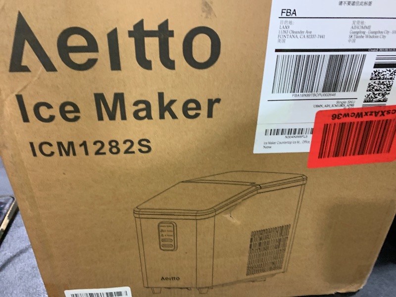 Photo 1 of Aeitto Ice Maker Countertop 26lbs/24H, Ice Machine 8 Ice Cubes Ready in 6 Mins, 2 Sizes of Bullet Ice Portable Ice Makers with Basket & Scoop, Auto Self-Cleaning for Home/Kitchen/Office Stainless