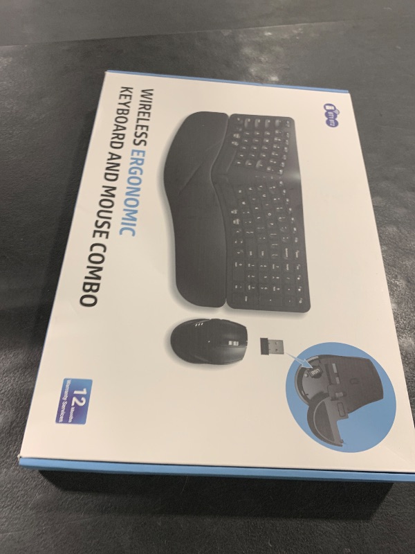 Photo 1 of MK960 Ergonomic Wireless Keyboard Mouse Combo, Bluetooth/2.4G Split Design Keyboard with Palm Rest and 4 Level DPI Adjustable Wireless Mouse Multi-Device, Rechargeable, for Windows/Mac/Android