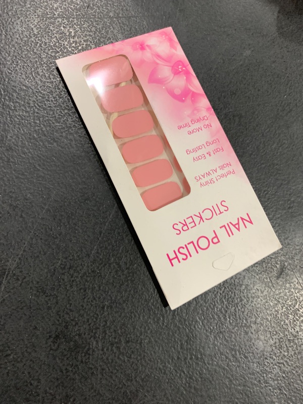 Photo 1 of YOSOMK Gel Nail Stickers, UV Free, Pure Color 16 Nail Wraps for Women, Pink Long Lasting Gel Nails Strips, Includes 1 Nails File, 1 Wooden Stick and 2 Prep Pad