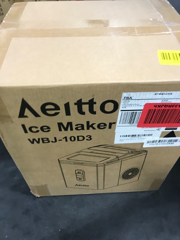 Photo 1 of Aeitto Ice Makers Countertop, 9 Ice Cubes Release in 6 Mins, 26Lbs/24H, 2 Sizes of Bullet Ice Machine,Self-Cleaning Portable Ice Maker with Ice Scoop and Basket for Home Kitchen Office RV Bar, Black