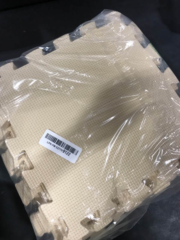 Photo 1 of qqpp EVA Rubber 18 Tiles Interlocking Puzzle Foam Floor Mats - Baby Play Mat for Playing | Exercise Mat for Home Workout. Beige. QC-Jb18N