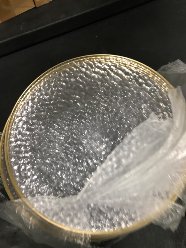Photo 1 of 13 Inch Gold Hammered Charger Plates, 100 pcs Extra Large Gold Rimmed Sturdy Plastic Charger Plates