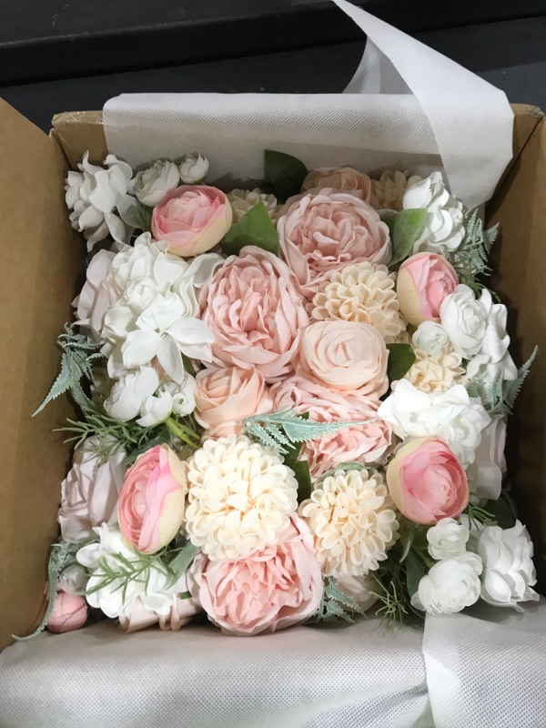 Photo 1 of Ling's moment Artificial Flowers Pink Bridesmaid Bouquet Set of 4, Blush & Cream Wedding Flowers Bouquets for Bridesmaids, 7 Inch Bridal Bouquets for Bridesmaids, Wedding, Ceremony, Anniversary, etc