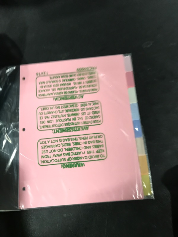 Photo 1 of SUNEE 8 Tab Binder Dividers,Plastic Dividers for 3 Ring Binder,3 Ring Binder Dividers with Tabs for School Office Home Supplies,Pastel Color, 1 Set