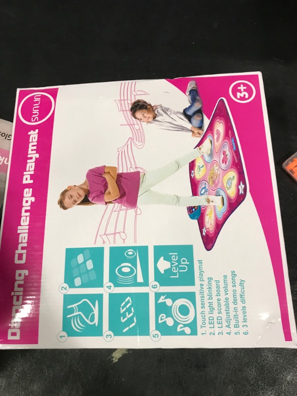 Photo 1 of SUNLIN Dance Mat - Dance Mixer Rhythm Step Play Mat - Dance Game Toy Gift for Kids Girls Boys - Dance Pad with LED Lights, Adjustable Volume, Built-in Music, 3 Challenge Levels (3-12 Years Old)
