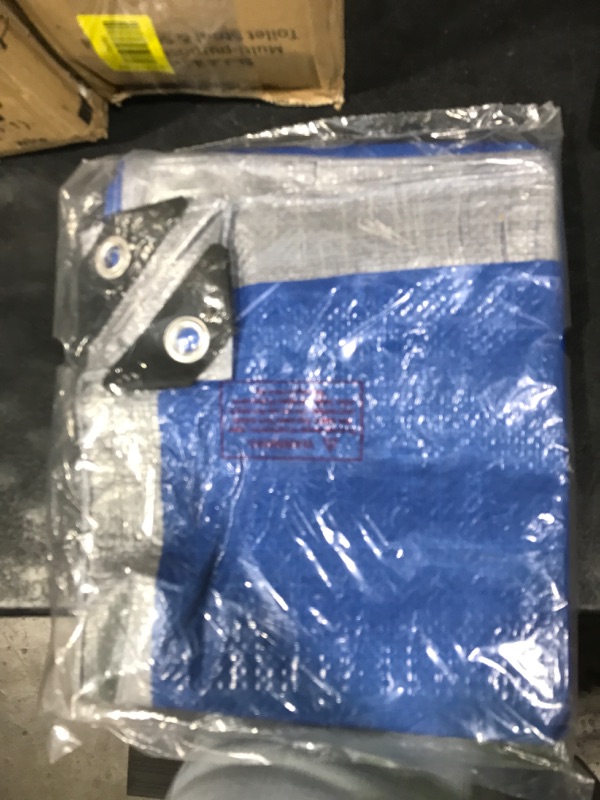 Photo 1 of RAINDEWAY Tarps 6x8 Feet - 5.5 Mil, Multipurpose Waterproof Poly Tarp Cover with Metal Grommets and Reinforced Edges, Silver/Blue Tarp