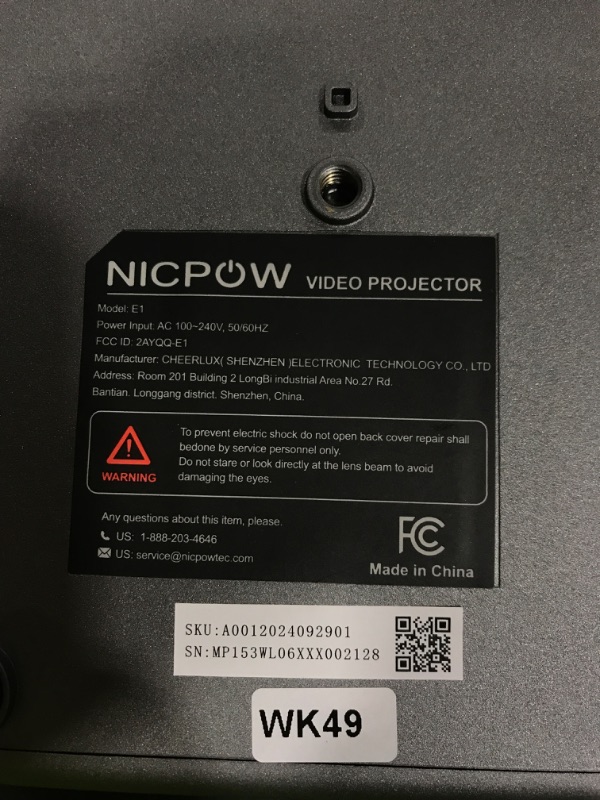 Photo 1 of Projector with WiFi and Bluetooth: [Auto Focus/Keystone] - NICPOW Full HD 1080P 4K Supported Portable Bluetooth Projector for Gaming Devices and Phones - Ideal for Indoor Outdoor Use - Grey
