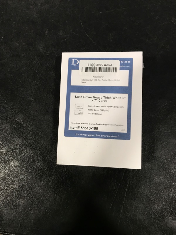 Photo 1 of Extra Heavy Duty 130lb Cover Cardstock - 5" x 7" Bright White - 350gsm 17pt Thick Paper - Index, Flash & Post Card Stock - 100 Pack