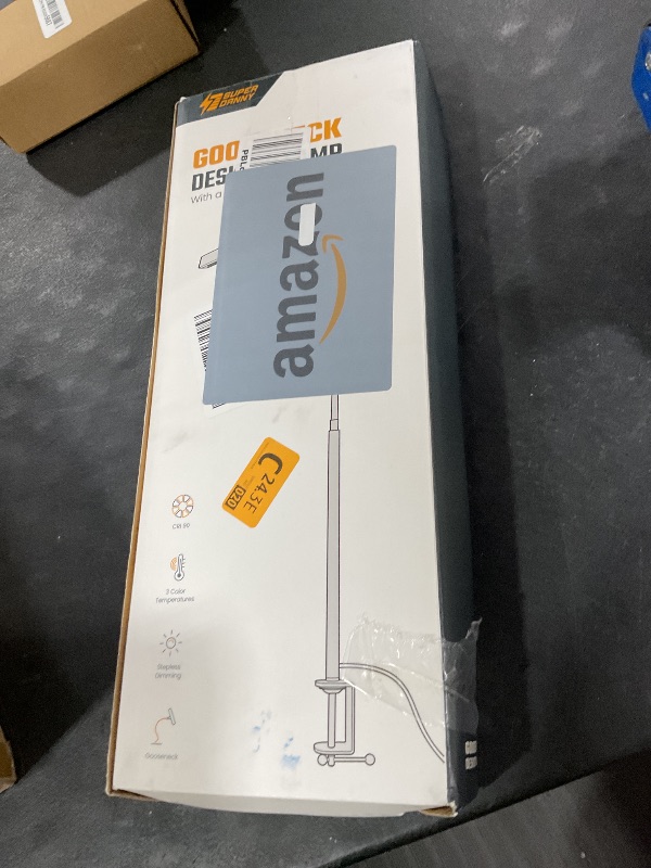 Photo 1 of SUPERDANNY LED Desk Lamp for Home Office, Eye-Caring Desk Light with Adjustable Gooseneck, 12W Touch Control Dimmable Brightness, Architect Clamp Lamp with USB Adapter, White