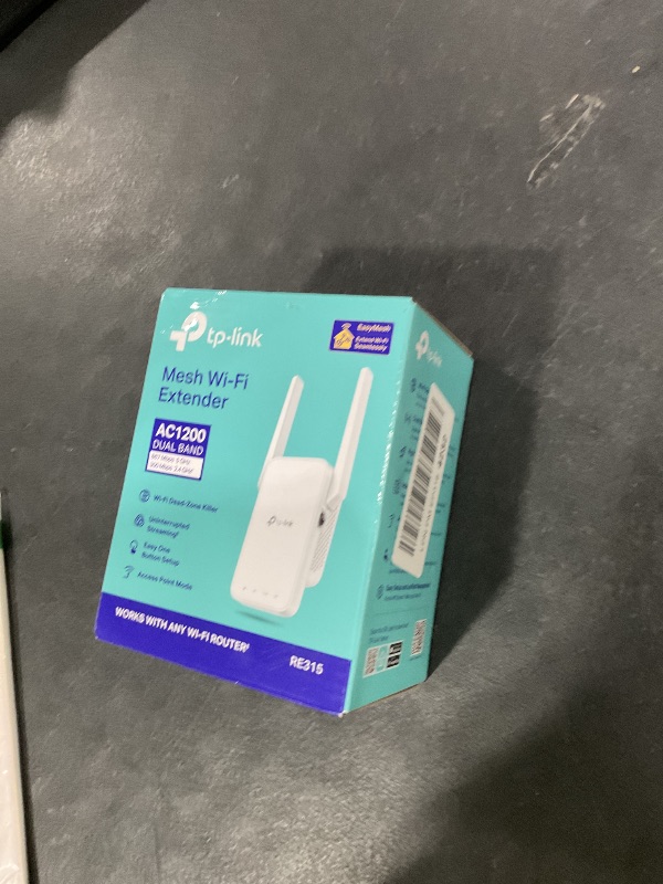 Photo 1 of TP-Link AC1200 WiFi Extender, 2025 Wirecutter Best WiFi Extender, 1.2Gbps Home Signal Booster, Dual Band 5GHz/2.4GHz, Up to 1600 Sq.ft and 32 Devices, EasyMesh Compatible, One Ethernet Port (RE315)