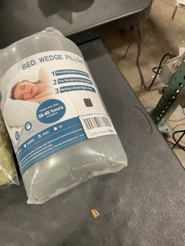 Photo 1 of Vekkia King Bed Wedge Pillow for Headboard Gap/Bed Mattress Gap Filler Wedge,Bed Gap Filler Close Gap (0-6"),Stop Pillow Falling Down-Gray(76"x10"x6")