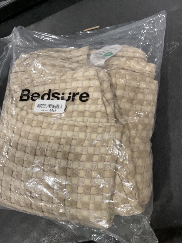 Photo 1 of Bedsure Cooling Cotton Waffle Queen Size Blanket -Lightweight Breathable Fall Blanket of Rayon Derived from Bamboo for Hot Sleepers, Luxury Throws for Bed, Couch and Sofa, Taupe, 90x90 Inches