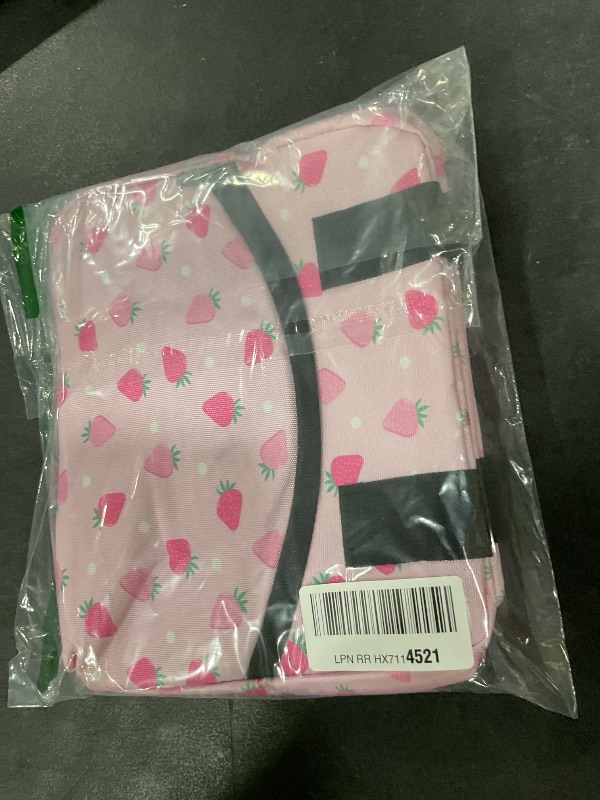 Photo 1 of Pardick Pink Strawberry Insulated Lunch Bag Polka Dot Lunch Box for Women Girl with Shoulder Strap Tote Bag Reusable Large Containers Meal Prep for School Work Travel Picnic Thermal Cooler Bag