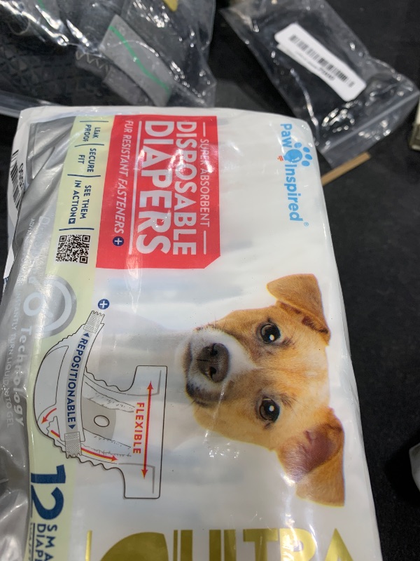 Photo 1 of Paw Inspired Disposable Dog Diapers | Female Dog Diapers Ultra Protection | Diapers for Dogs in Heat, Excitable Urination, or Incontinence (12 Count, Small)